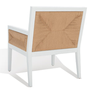 Safavieh Emilio Woven Accent Chair White / Natural Wood / Woven Paper / Fabric / Foam SFV4124C