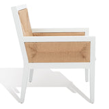 Safavieh Emilio Woven Accent Chair White / Natural Wood / Woven Paper / Fabric / Foam SFV4124C