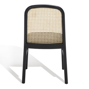 Safavieh Annmarie Rattan Back Dining Chair -Set Of 2 Black / Natural Wood / Rattan SFV4129A-SET2