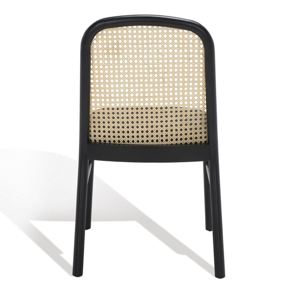 Safavieh Annmarie Rattan Back Dining Chair -Set Of 2 Black / Natural Wood / Rattan SFV4129A-SET2