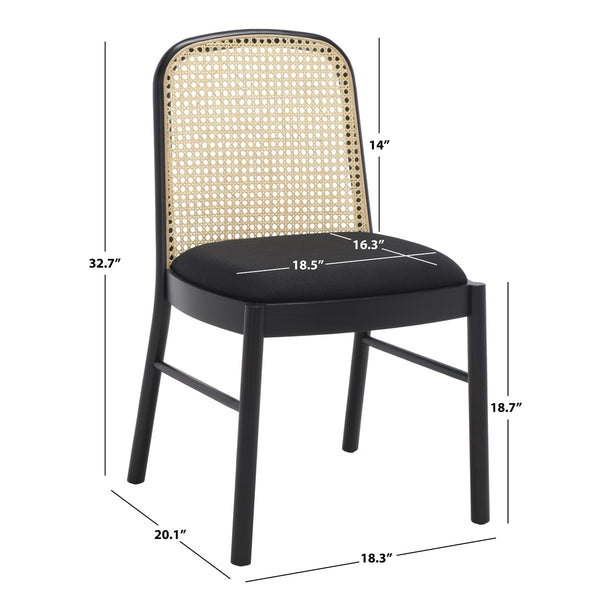 Safavieh Annmarie Rattan Back Dining Chair -Set Of 2 Black / Natural Wood / Rattan SFV4129A-SET2