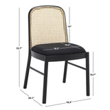 Safavieh Annmarie Rattan Back Dining Chair -Set Of 2 Black / Natural Wood / Rattan SFV4129A-SET2