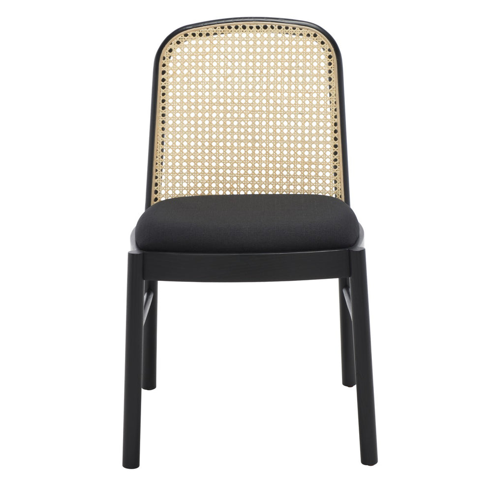 Safavieh Annmarie Rattan Back Dining Chair -Set Of 2 Black / Natural Wood / Rattan SFV4129A-SET2