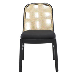 Safavieh Annmarie Rattan Back Dining Chair -Set Of 2 Black / Natural Wood / Rattan SFV4129A-SET2