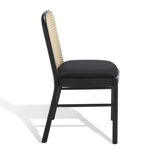 Safavieh Annmarie Rattan Back Dining Chair -Set Of 2 Black / Natural Wood / Rattan SFV4129A-SET2