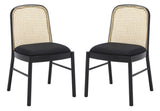 Safavieh Annmarie Rattan Back Dining Chair -Set Of 2 Black / Natural Wood / Rattan SFV4129A-SET2