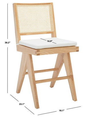 Colette Rattan Counter Stool - Stylish Ash Wood Design with Padded Cushion for Elegant Dining Spaces