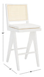 Safavieh Colette Rattan Barstool White / Natural Wood / Rattan / Fabric SFV4134C