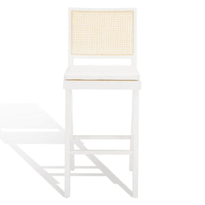 Safavieh Colette Rattan Barstool White / Natural Wood / Rattan / Fabric SFV4134C