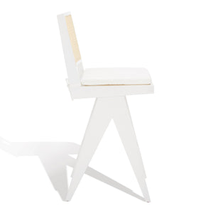 Safavieh Colette Rattan Barstool White / Natural Wood / Rattan / Fabric SFV4134C