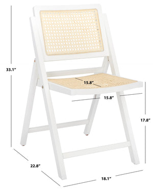 Safavieh Desiree Cane Folding Dining Chair - Set of 2 White / Natural Wood / Cane SFV4137C-SET2