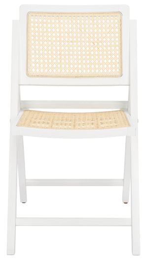 Safavieh Desiree Cane Folding Dining Chair - Set of 2 White / Natural Wood / Cane SFV4137C-SET2