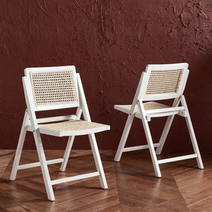 Safavieh Desiree Cane Folding Dining Chair - Set of 2 White / Natural Wood / Cane SFV4137C-SET2