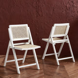 Safavieh Desiree Cane Folding Dining Chair - Set of 2 White / Natural Wood / Cane SFV4137C-SET2