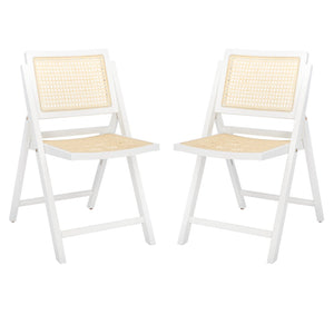 Safavieh Desiree Cane Folding Dining Chair - Set of 2 White / Natural Wood / Cane SFV4137C-SET2