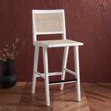 Safavieh Hattie French Cane Barstool White / Natural Wood / Rattan SFV4140C