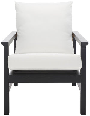 Safavieh Emmalee Cord Back Accent Chair Black / Natural Wood / Cord / Fabric / Cushion SFV4143A