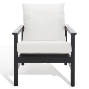 Safavieh Emmalee Cord Back Accent Chair Black / Natural Wood / Cord / Fabric / Cushion SFV4143A