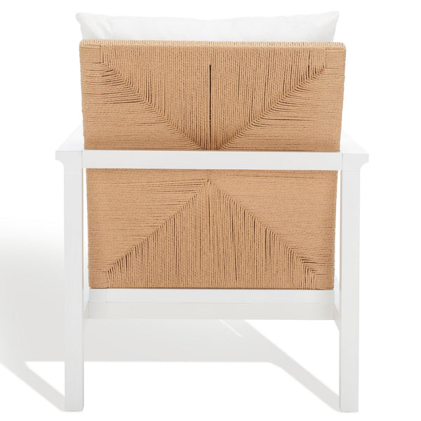 Safavieh Emmalee Cord Back Accent Chair White / Natural Wood / Cord / Fabric / Cushion SFV4143C