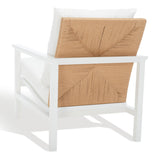 Safavieh Emmalee Cord Back Accent Chair White / Natural Wood / Cord / Fabric / Cushion SFV4143C