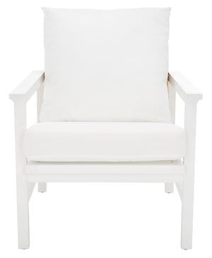 Safavieh Emmalee Cord Back Accent Chair White / Natural Wood / Cord / Fabric / Cushion SFV4143C