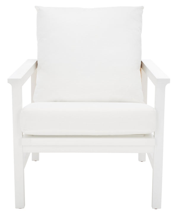 Safavieh Emmalee Cord Back Accent Chair White / Natural Wood / Cord / Fabric / Cushion SFV4143C