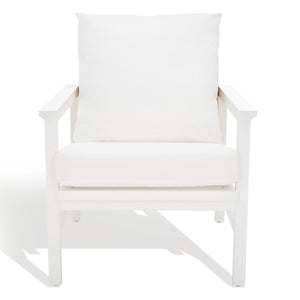 Safavieh Emmalee Cord Back Accent Chair White / Natural Wood / Cord / Fabric / Cushion SFV4143C