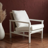 Safavieh Emmalee Cord Back Accent Chair White / Natural Wood / Cord / Fabric / Cushion SFV4143C