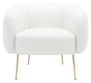 Alena Poly Blend Accent Chair Cream / Gold Wood / Fabric / Metal SFV4503I