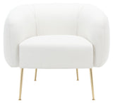 Alena Poly Blend Accent Chair Cream / Gold Wood / Fabric / Metal SFV4503I