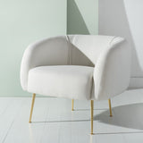 Alena Poly Blend Accent Chair Cream / Gold Wood / Fabric / Metal SFV4503I