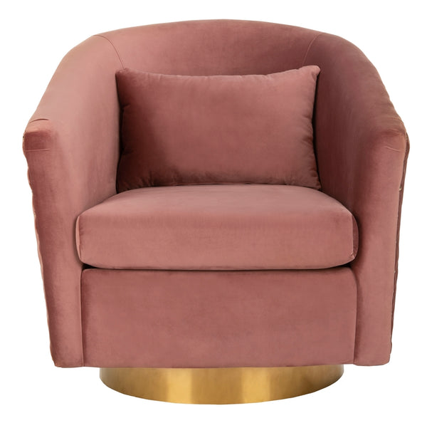 Clara Elegant Quilted Swivel Tub Chair with Gold Nailhead Trim for Chic Contemporary Décor
