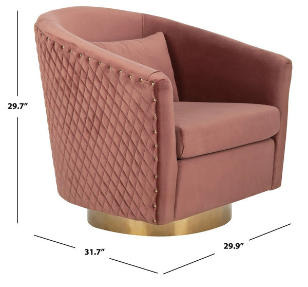 Clara Elegant Quilted Swivel Tub Chair with Gold Nailhead Trim for Chic Contemporary Décor