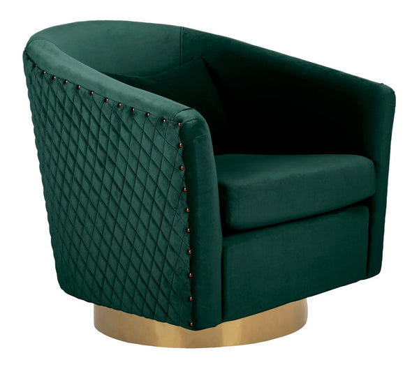 Clara Elegant Quilted Swivel Tub Chair with Gold Nailhead Trim for Chic Contemporary Décor