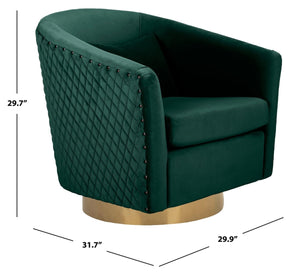 Clara Elegant Quilted Swivel Tub Chair with Gold Nailhead Trim for Chic Contemporary Décor