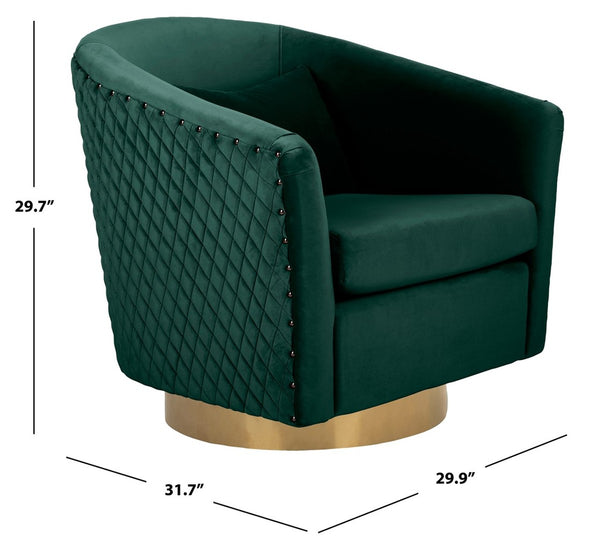 Clara Elegant Quilted Swivel Tub Chair with Gold Nailhead Trim for Chic Contemporary Décor