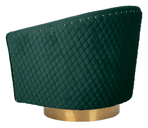 Clara Elegant Quilted Swivel Tub Chair with Gold Nailhead Trim for Chic Contemporary Décor