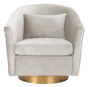 Clara Elegant Quilted Swivel Tub Chair with Gold Nailhead Trim for Chic Contemporary Décor