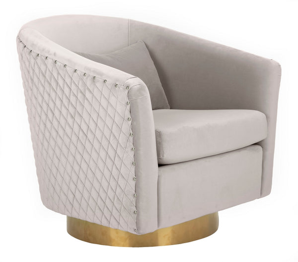 Clara Elegant Quilted Swivel Tub Chair with Gold Nailhead Trim for Chic Contemporary Décor