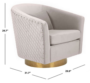 Clara Elegant Quilted Swivel Tub Chair with Gold Nailhead Trim for Chic Contemporary Décor