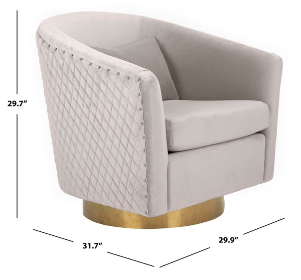 Clara Elegant Quilted Swivel Tub Chair with Gold Nailhead Trim for Chic Contemporary Décor