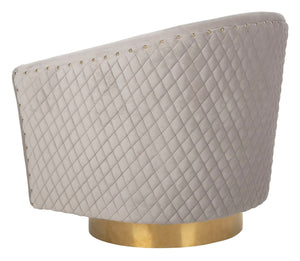 Clara Elegant Quilted Swivel Tub Chair with Gold Nailhead Trim for Chic Contemporary Décor