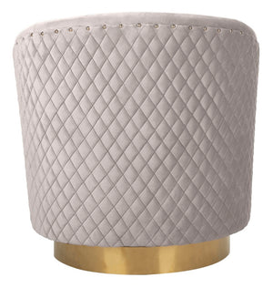 Clara Elegant Quilted Swivel Tub Chair with Gold Nailhead Trim for Chic Contemporary Décor