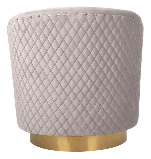 Clara Elegant Quilted Swivel Tub Chair with Gold Nailhead Trim for Chic Contemporary Décor
