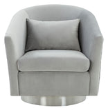 Safavieh Clara Quilted Swivel Tub Chair Light Gray Velvet / Wood Frame / Foam / Stainless Steel SFV4702E