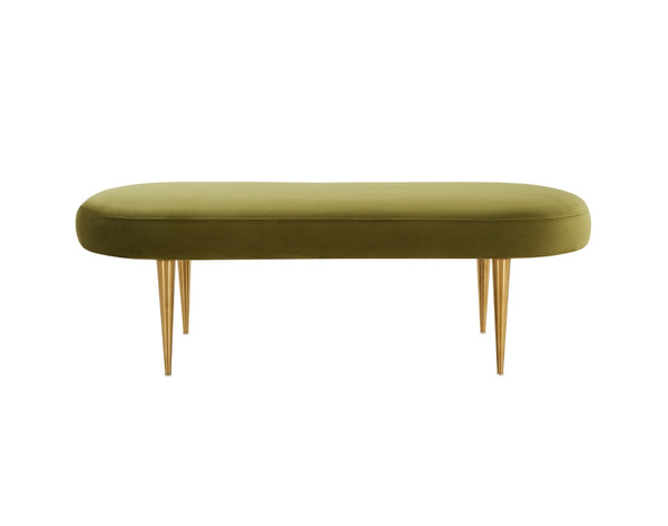 Safavieh Corinne Velvet Oval Bench Olive Green SFV4704F