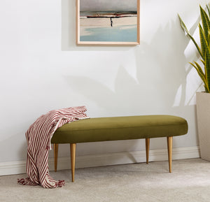 Safavieh Corinne Velvet Oval Bench Olive Green SFV4704F