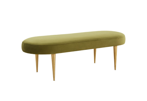 Safavieh Corinne Velvet Oval Bench Olive Green SFV4704F
