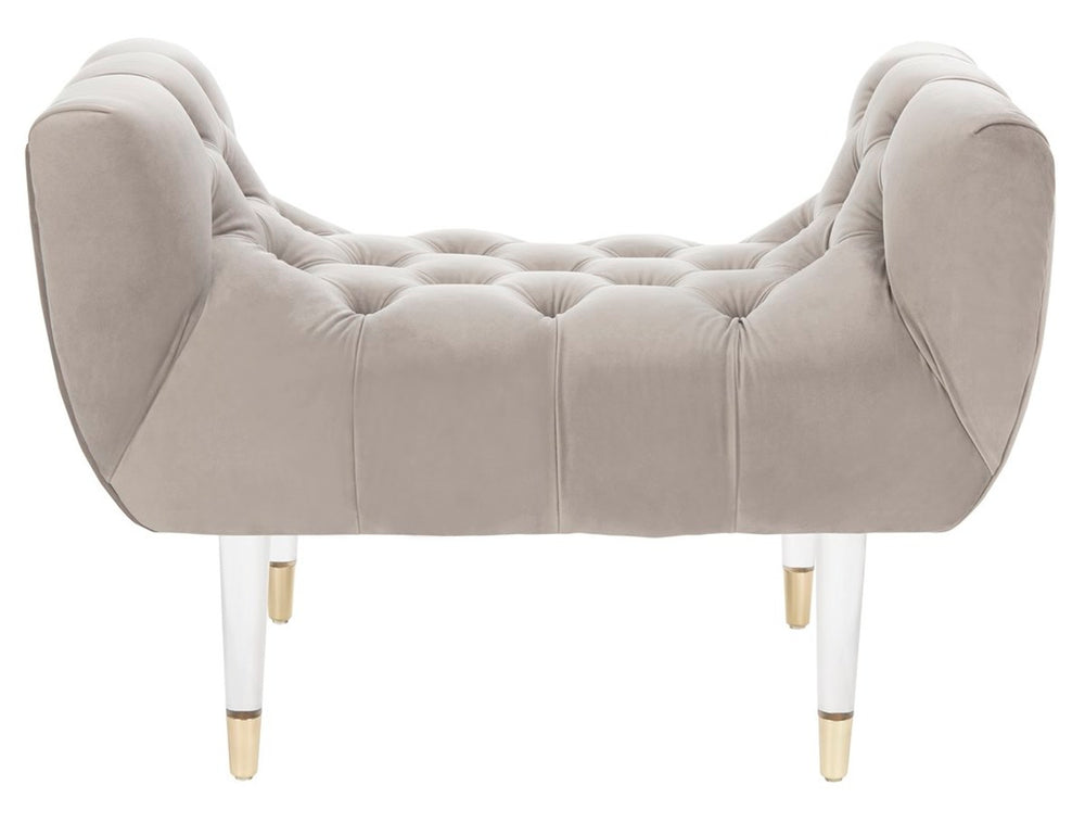 Eugenie Contemporary Tufted Velvet Acrylic Bench with Gold Accents for Elegant Living Room Style