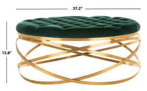 Rumi Tufted Velvet Ottoman - Sophisticated Gold Legs & Plush Design for Modern Living Spaces